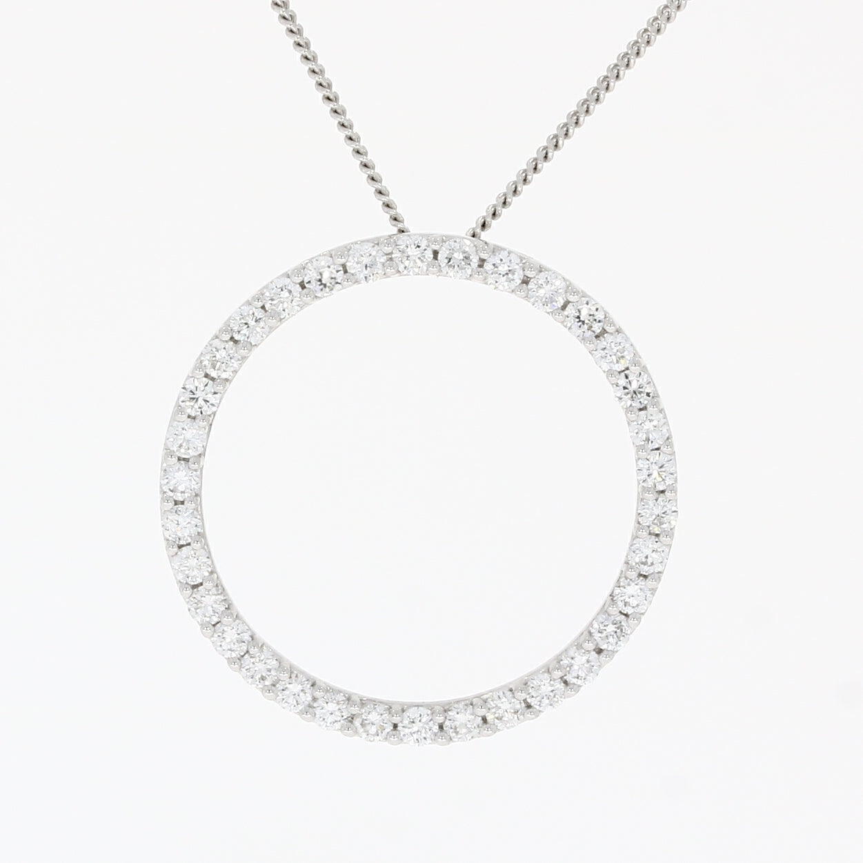 Dipples-18ct White Gold Diamond circle pendant on a chain-Dipples Jewellers