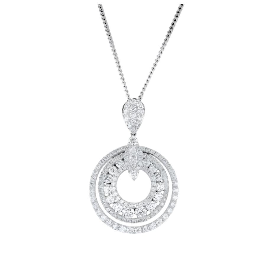 Dipples-18ct White Gold Diamond Set Concentric Circle Pendant-Dipples Jewellers