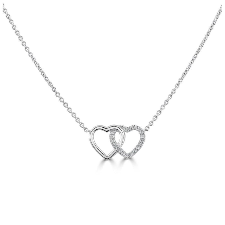 Dipples-18ct White Gold Diamond Set Interlocking Heart Pendant & Chain-Dipples Jewellers