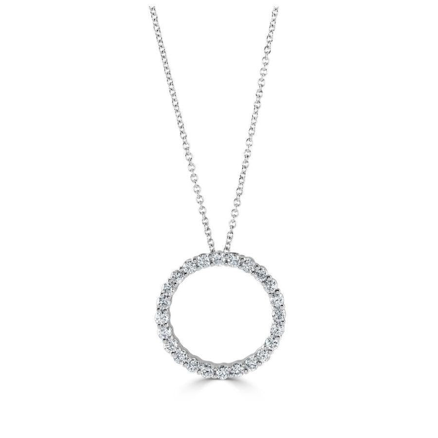 Dipples-18ct White Gold Diamond Set Open Circle Pendant-Dipples Jewellers