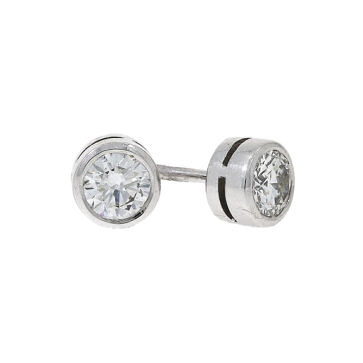 Dipples-18ct white gold Diamond solitaire rub over studs-Dipples Jewellers