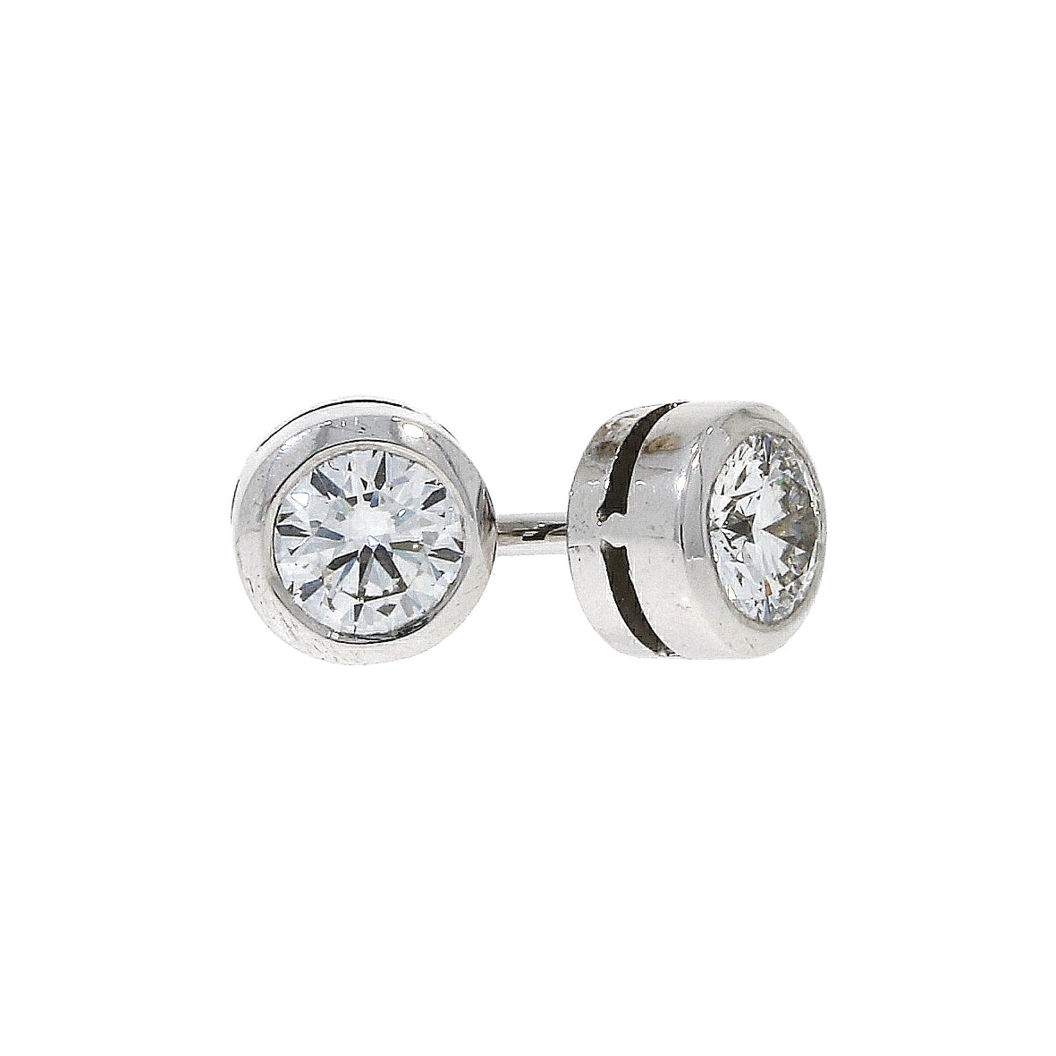 Dipples-18ct white gold Diamond solitaire rub over studs-Dipples Jewellers