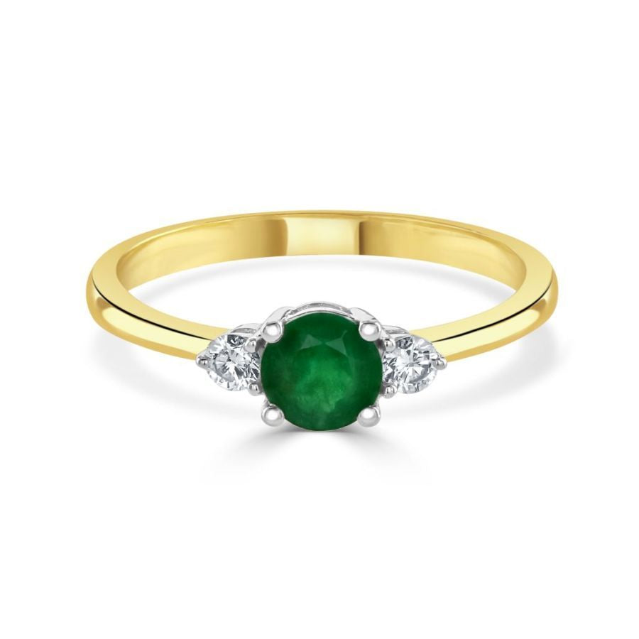 Dipples-18ct white gold emerald and diamond claw set three stone ring-Dipples Jewellers