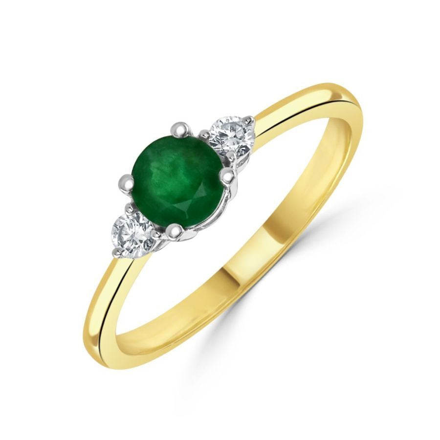 Dipples-18ct white gold emerald and diamond claw set three stone ring-Dipples Jewellers
