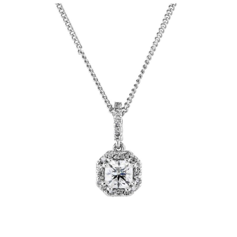 Dipples-18ct White Gold Octagonal Diamond Halo Cluster Pendant-Dipples Jewellers