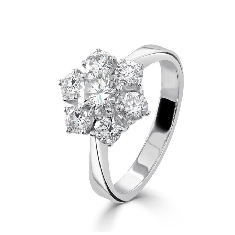 Dipples-18ct White Gold Roudn Brilliant Cut Diamond Cluster Ring-Dipples Jewellers