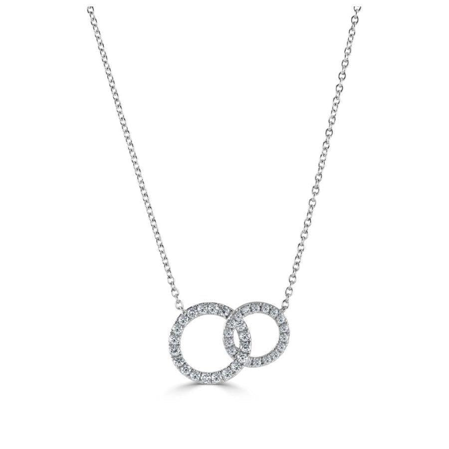 Dipples-18ct White Gold Round Brilliant Cut Diamond Interlocking Circle Pendant-Dipples Jewellers