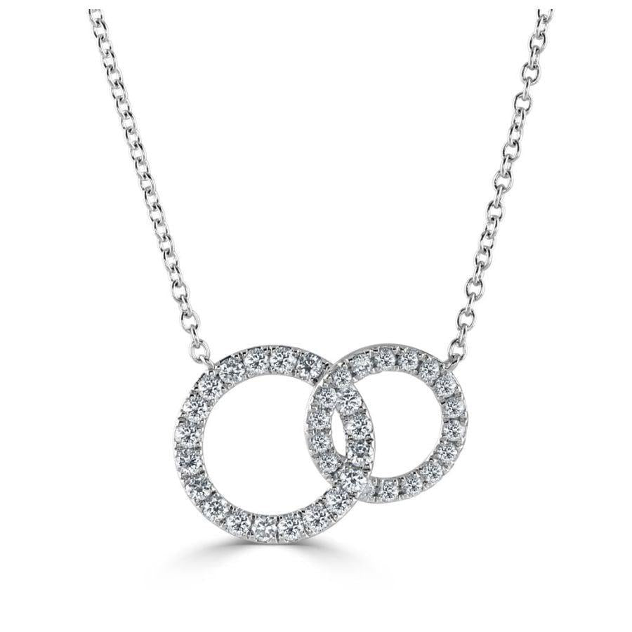 Dipples-18ct White Gold Round Brilliant Cut Diamond Interlocking Circle Pendant-Dipples Jewellers