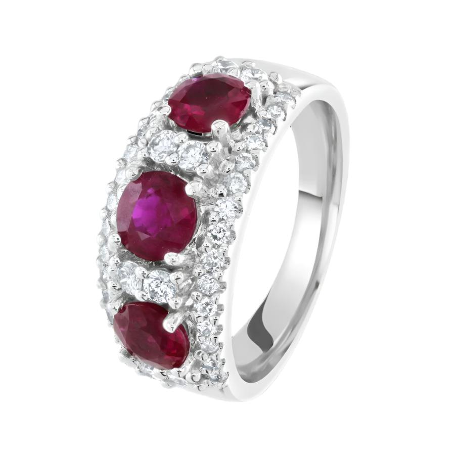 Dipples-18ct White Gold Round Cut Ruby & Diamond Cluster Ring-Dipples Jewellers