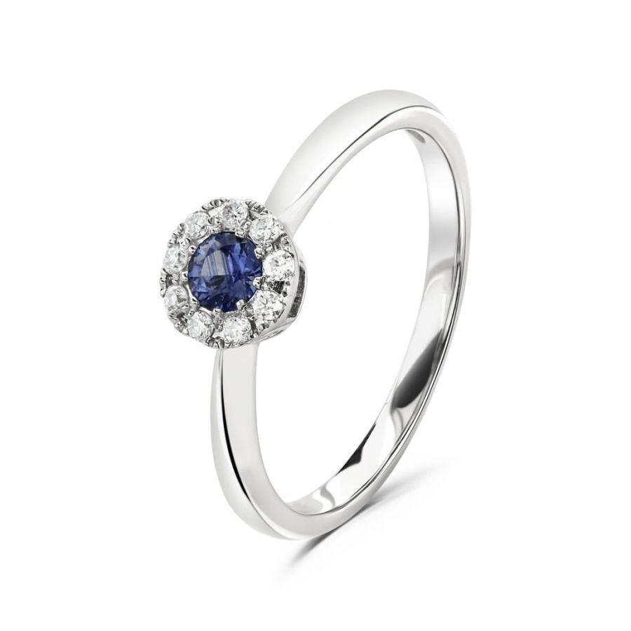 Dipples-18ct White Gold Round Cut Sapphire & Diamond Halo Cluster Ring-Dipples Jewellers