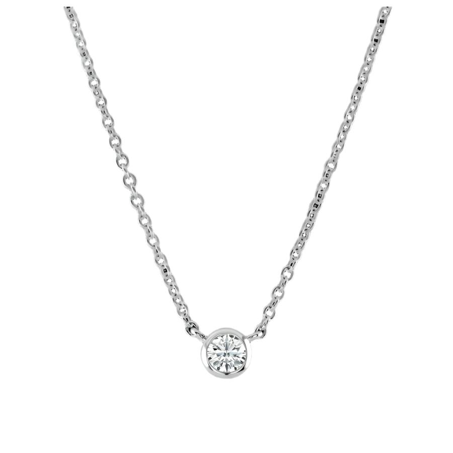 Dipples-18ct White Gold Rubover Set 0.10ct Round Brilliant Cut Diamond Pendant & Chain-Dipples Jewellers
