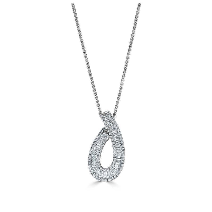 Dipples-18ct White Gold Tapered Baguette Cut Diamond Pendant-Dipples Jewellers
