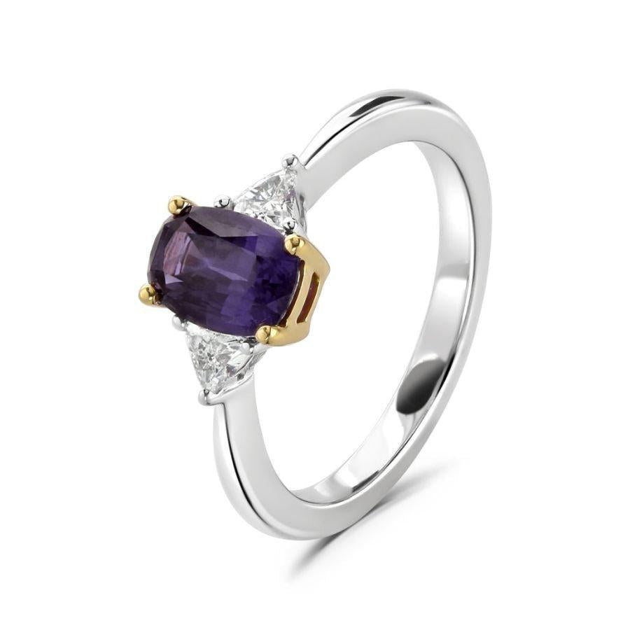 Dipples-18ct White & Rose Gold Oval Cut Purple Sapphire & Trilliant Cut Diamond Trilogy Ring-Dipples Jewellers