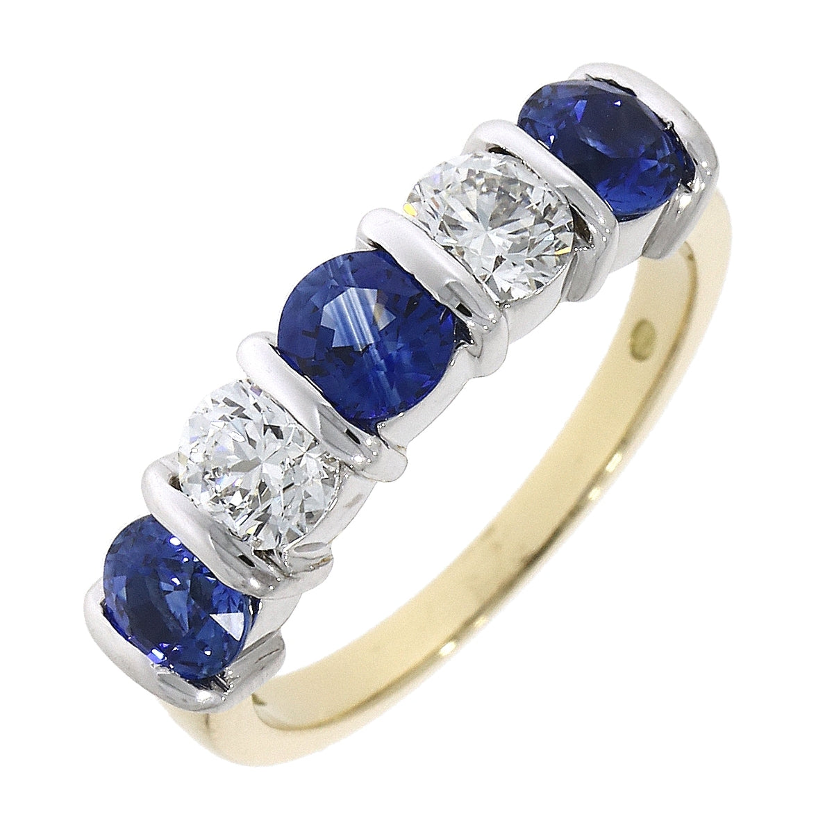Dipples-18ct yellow and white gold Blue Sapphire and Diamond Eternity Ring-Dipples Jewellers