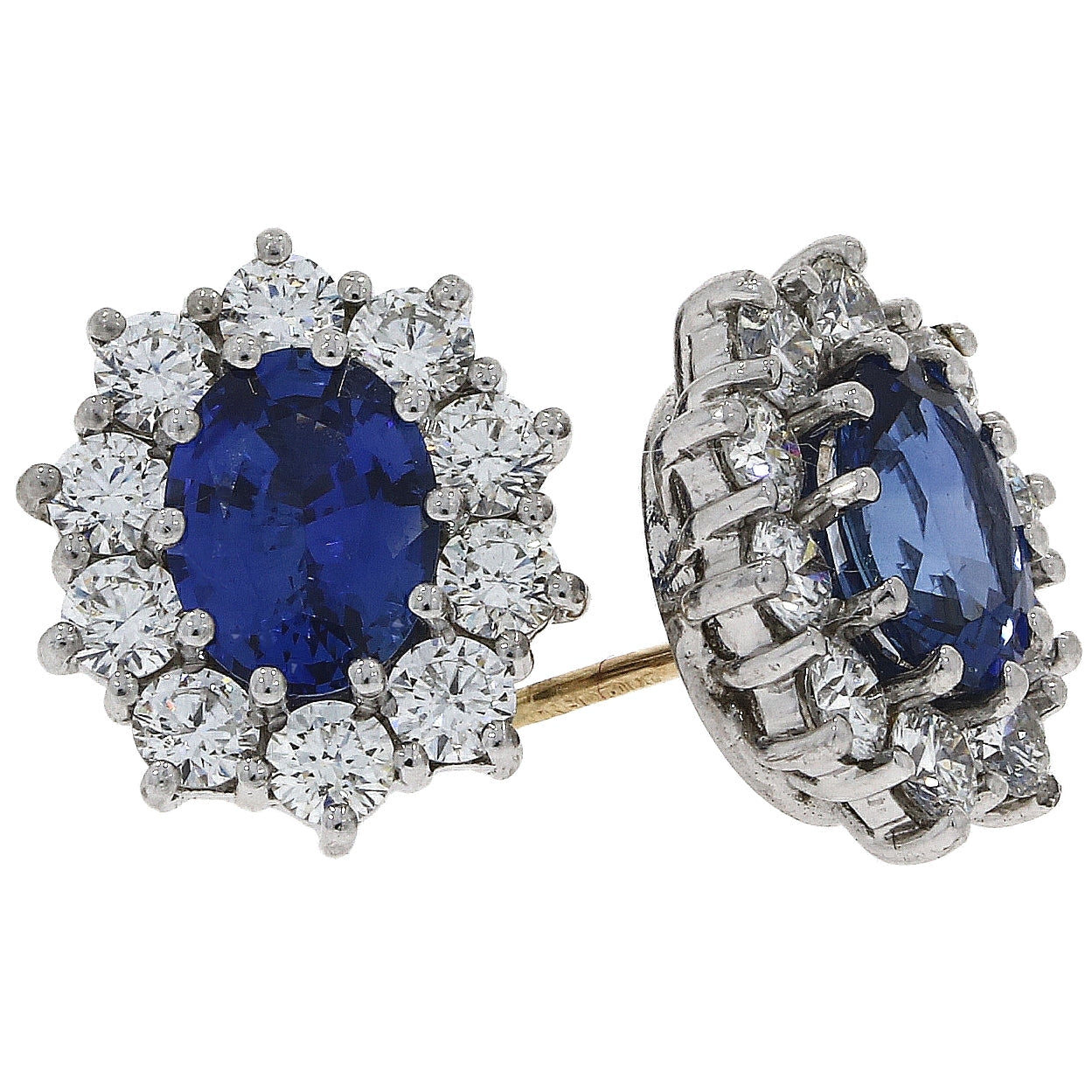 Dipples-18ct yellow and white gold Sapphire and Diamond stud earrings-Dipples Jewellers