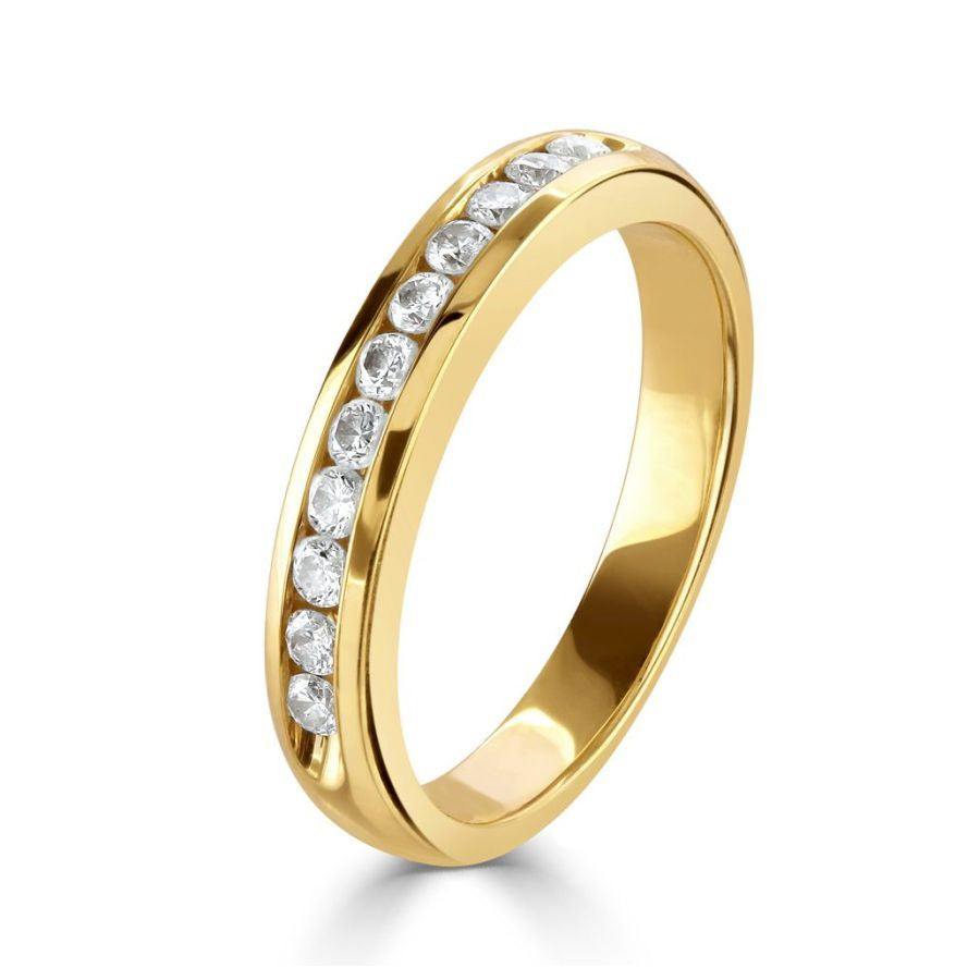 Dipples-18ct Yellow Gold 11-Stone Round Brilliant Cut Diamond Half Eternity Ring-Dipples Jewellers