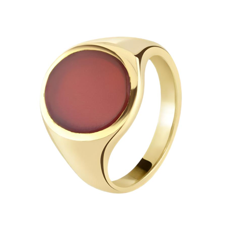Dipples-18ct Yellow Gold 13mm x 11mm Oval Carnelian Set Signet Ring-Dipples Jewellers