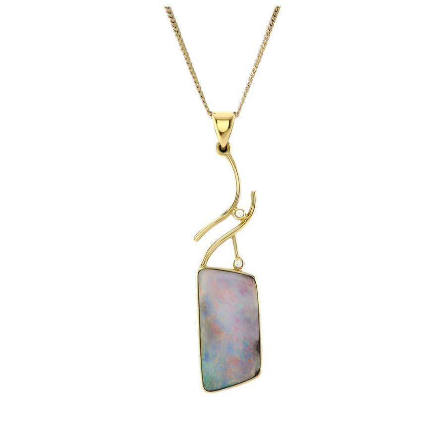 Dipples-18ct Yellow Gold Boulder Opal Pendant-Dipples Jewellers