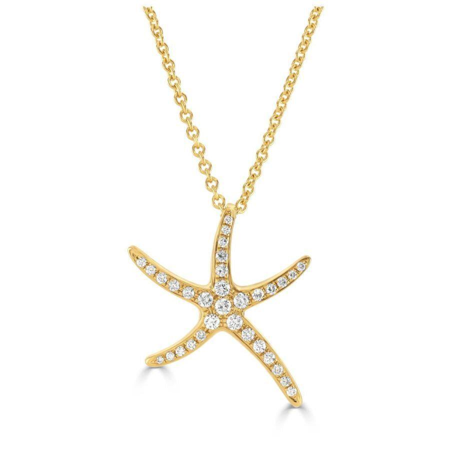 Dipples-18ct Yellow Gold Diamond Set Starfish Pendant-Dipples Jewellers