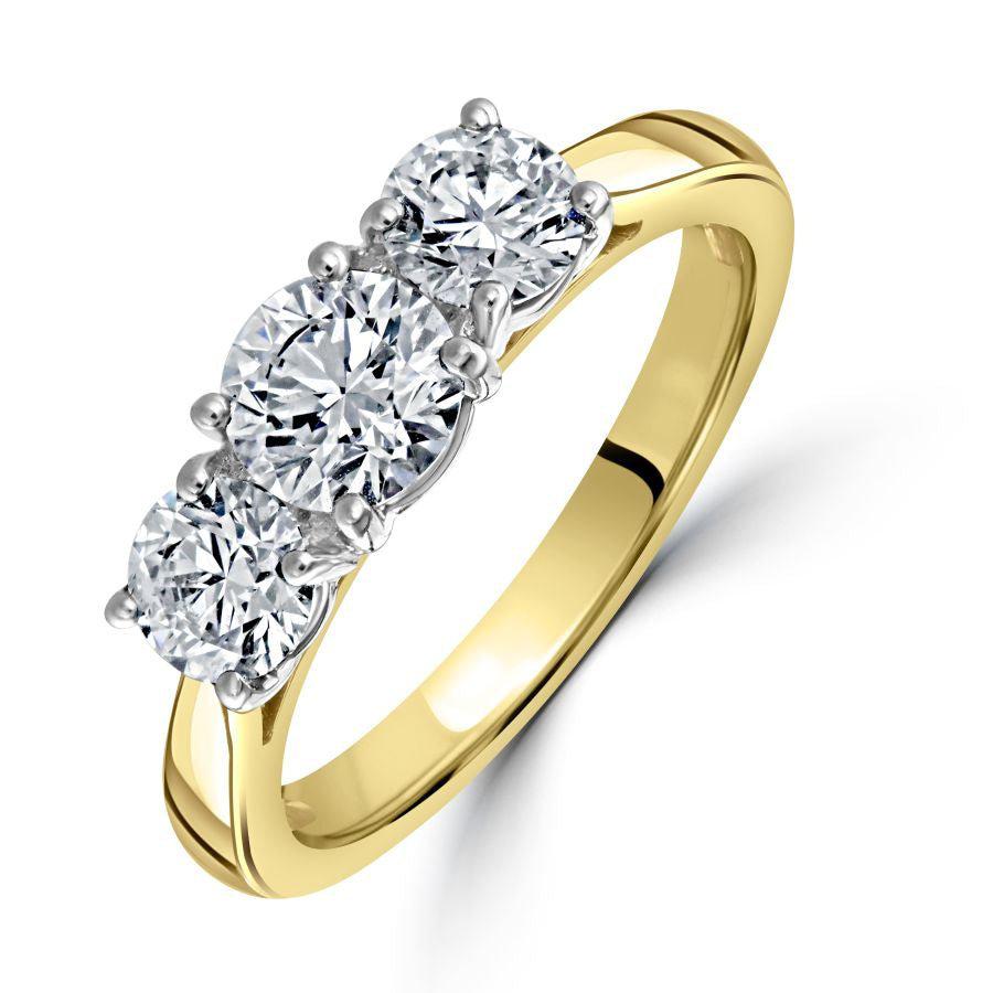 Dipples-18ct Yellow Gold Round Brilliant Cut Diamond 3-Stone Ring-Dipples Jewellers
