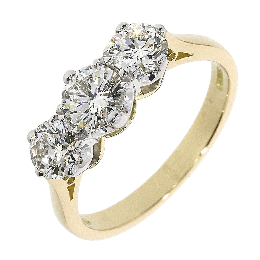 Dipples-18ct yellow gold round brilliant cut Diamond claw set three-stone ring-Dipples Jewellers