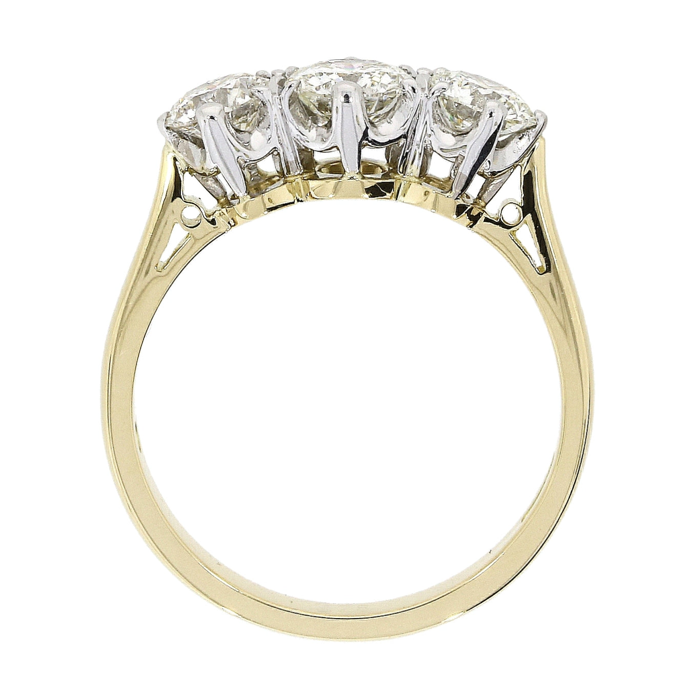 Dipples-18ct yellow gold round brilliant cut Diamond claw set three-stone ring-Dipples Jewellers