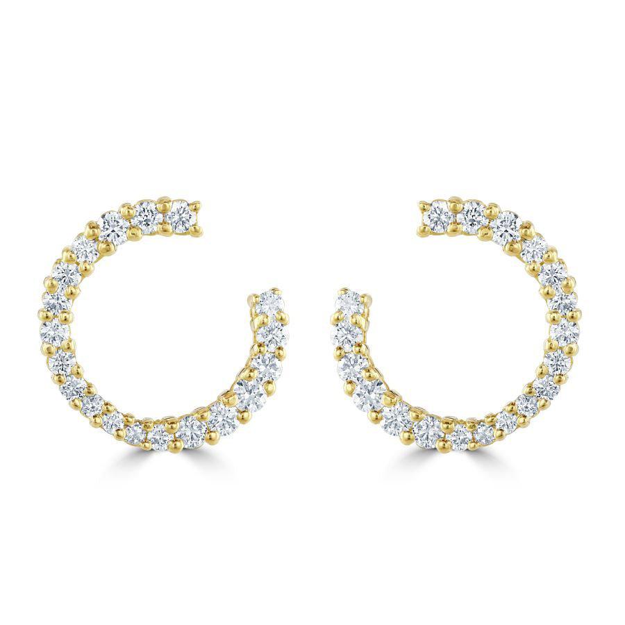 Dipples-18ct Yellow Gold Round Brilliant Cut Diamond Loop Earrings-Dipples Jewellers