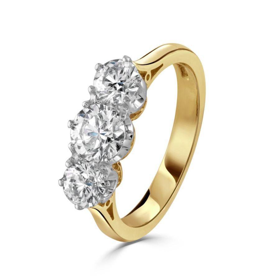 Dipples-18ct Yellow Gold Round Brilliant Cut Diamond Trilogy Ring-Dipples Jewellers