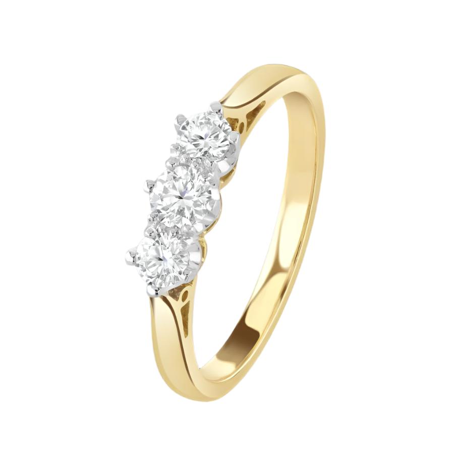 Dipples-18ct Yellow Gold Round Brilliant Cut Diamond Trilogy Ring-Dipples Jewellers
