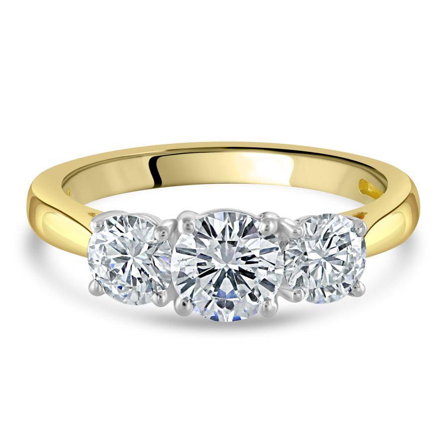 Dipples-18ct Yellow Gold Round Brilliant Cut Diamond Trilogy Ring-Dipples Jewellers