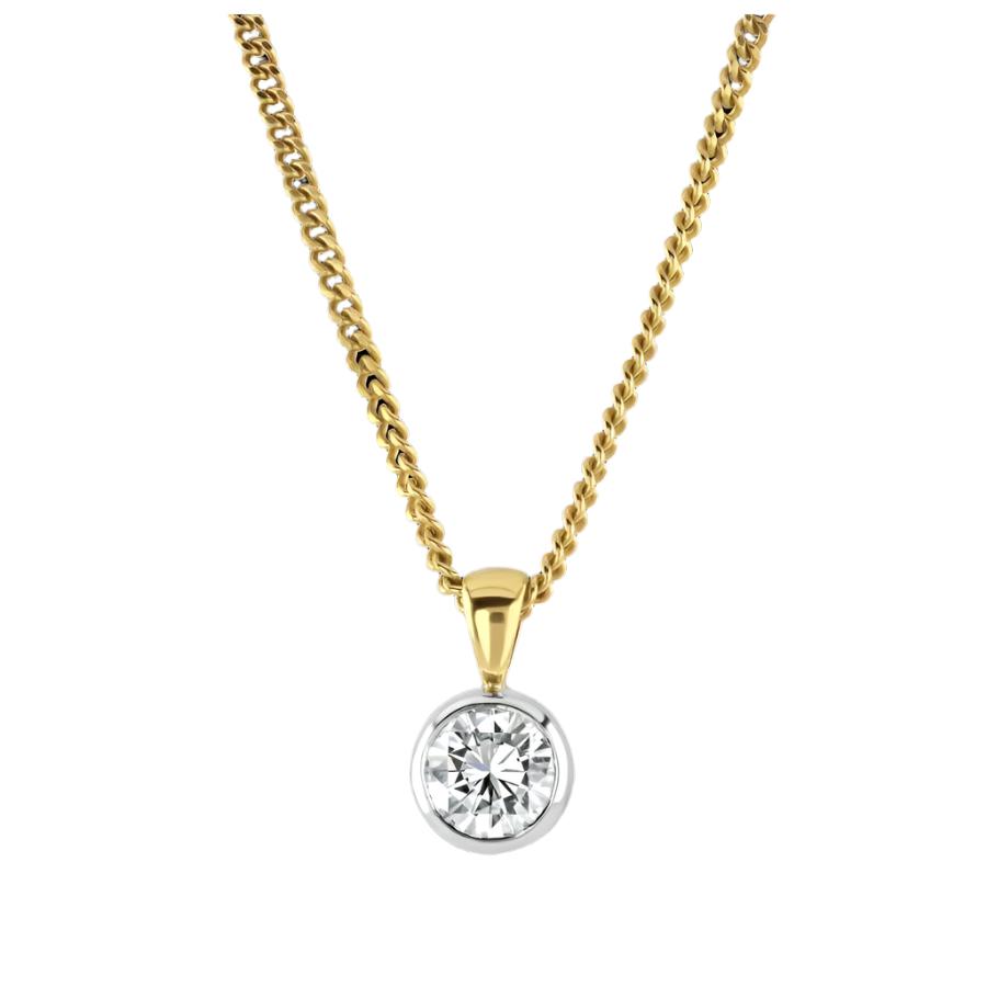 Dipples-18ct Yellow Gold Rubover Set 0.71ct Round Brilliant Cut Diamond Pendant-Dipples Jewellers