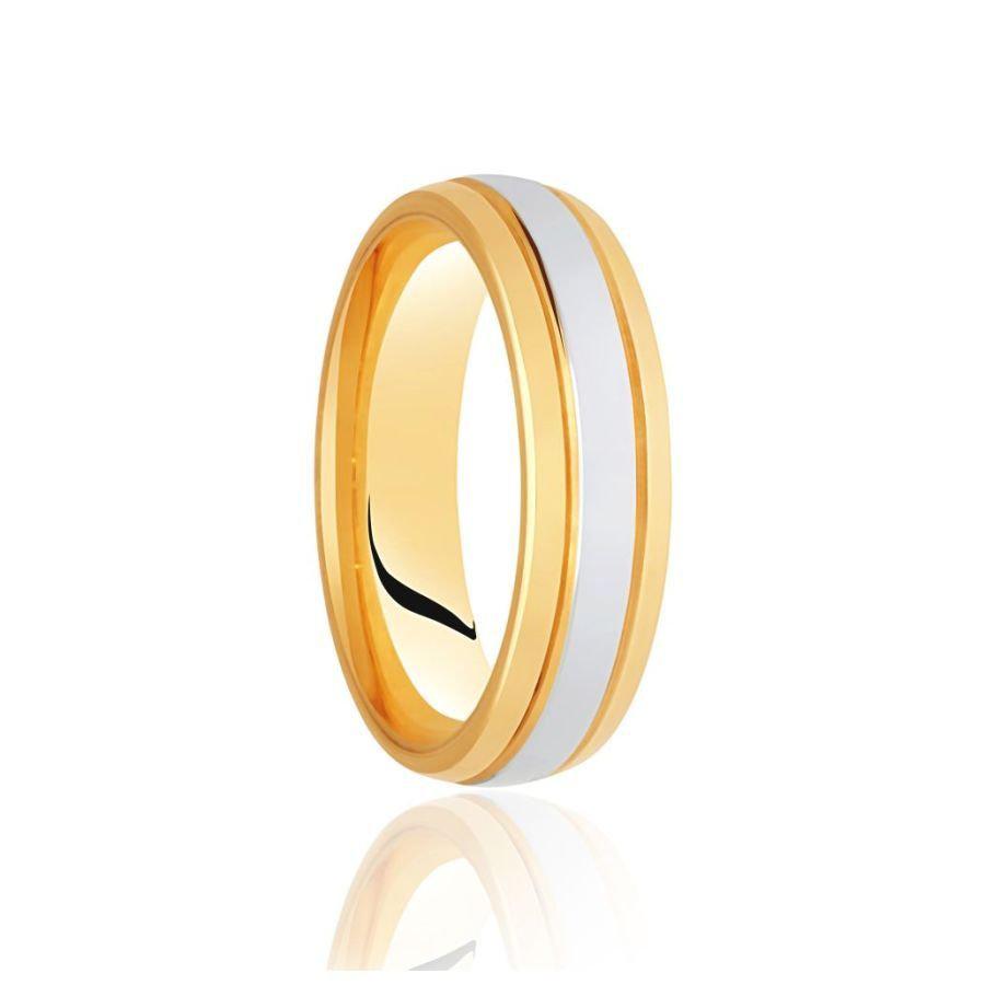 Dipples-18ct Yellow & White Gold 6mm Traditional Court Wedding Band, size X-Dipples Jewellers