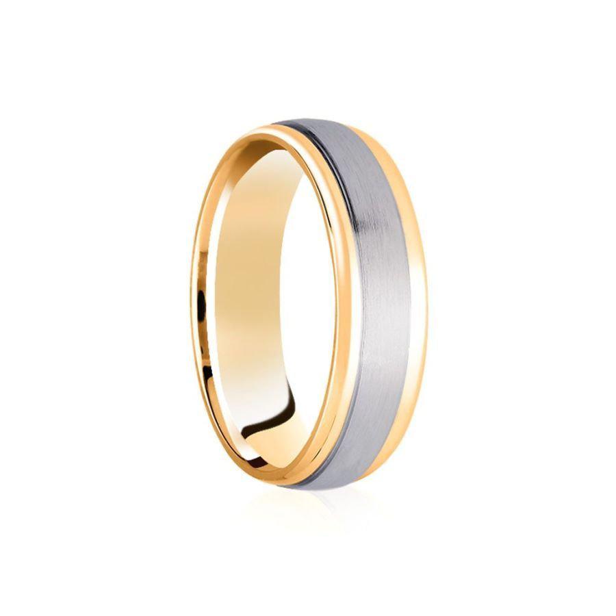 Dipples-18ct Yellow & White Gold 6mm Traditional Court Weding Band, size Y-Dipples Jewellers
