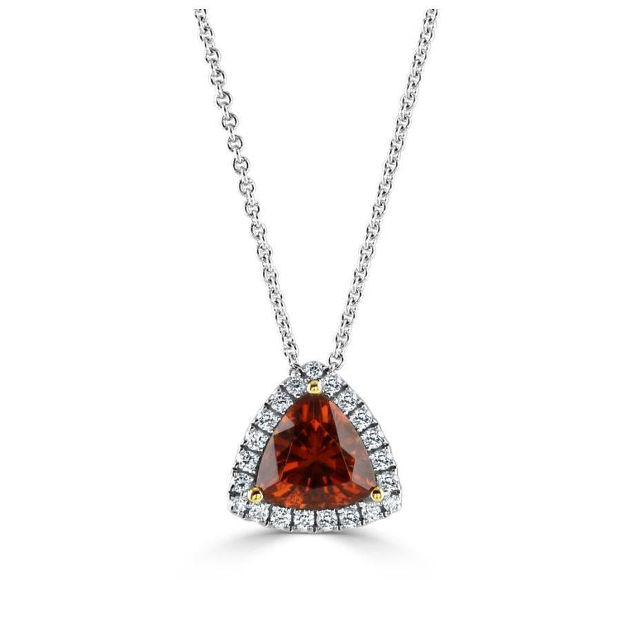 Dipples-18ct Yellow & White Gold Triangular Orange Garnet & Diamond Halo Cluster Ring-Dipples Jewellers