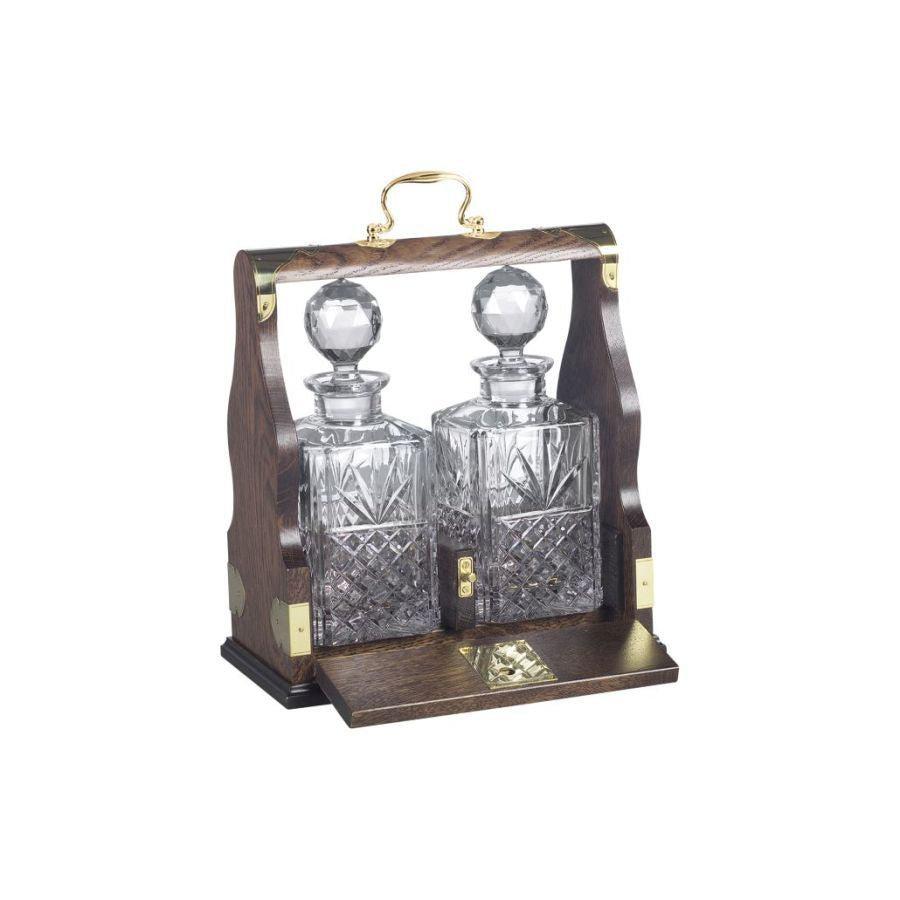 Dipples-2-Piece Crystal Decanter & Oak Tantalus Set-Dipples Jewellers