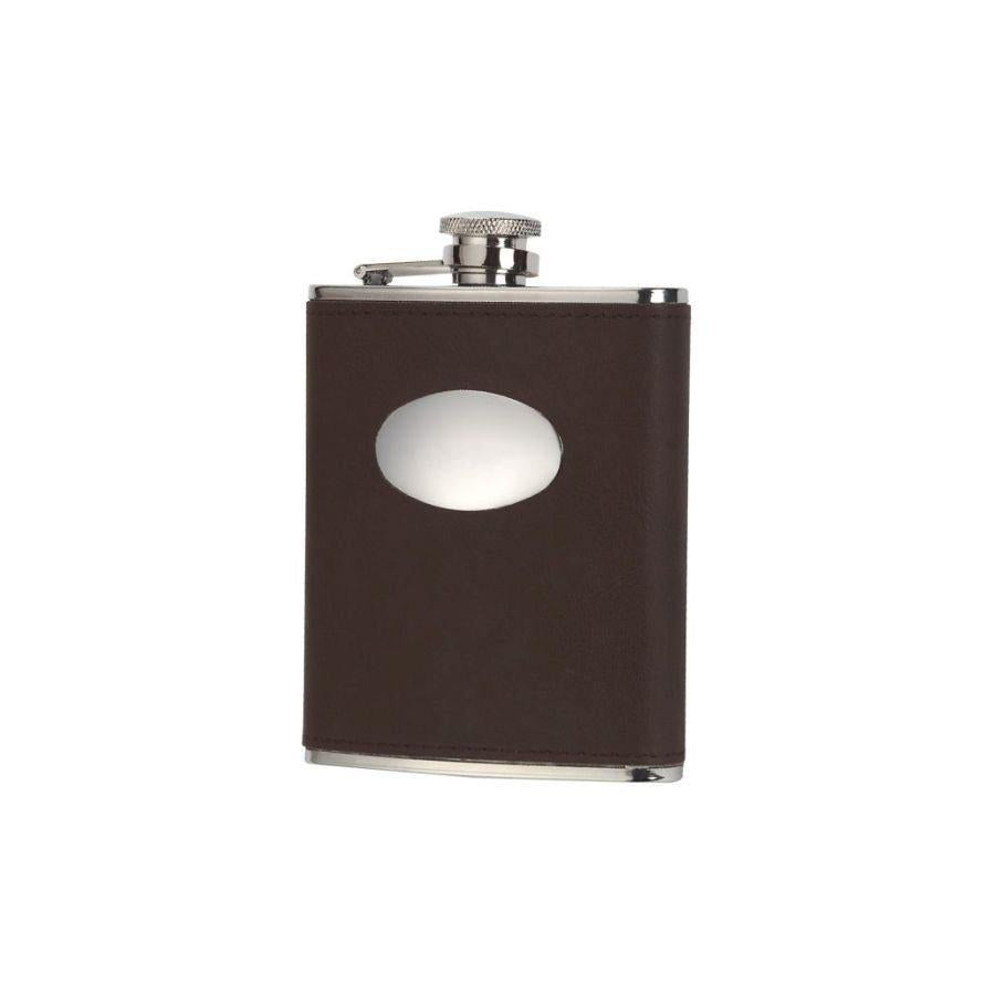 Dipples-5oz Brown Leather Hip Flask-Dipples Jewellers