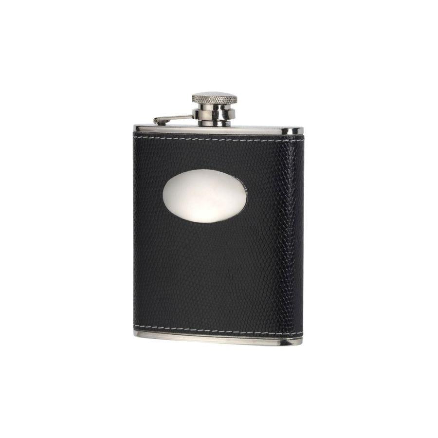 Dipples-6oz Black Leather Hip Flask-Dipples Jewellers