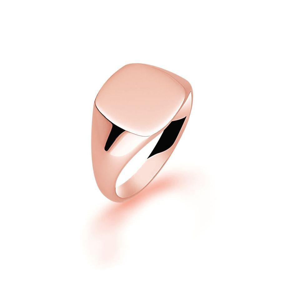 Dipples-9ct Rose Gold 13mm x 12mm Cushion Shaped Signet Ring-Dipples Jewellers
