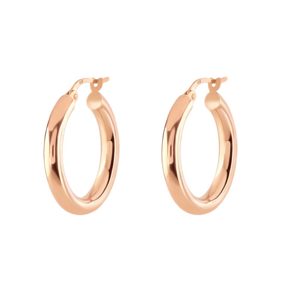 Dipples-9ct Rose Gold 3mm Plain Hoop Earrings-Dipples Jewellers