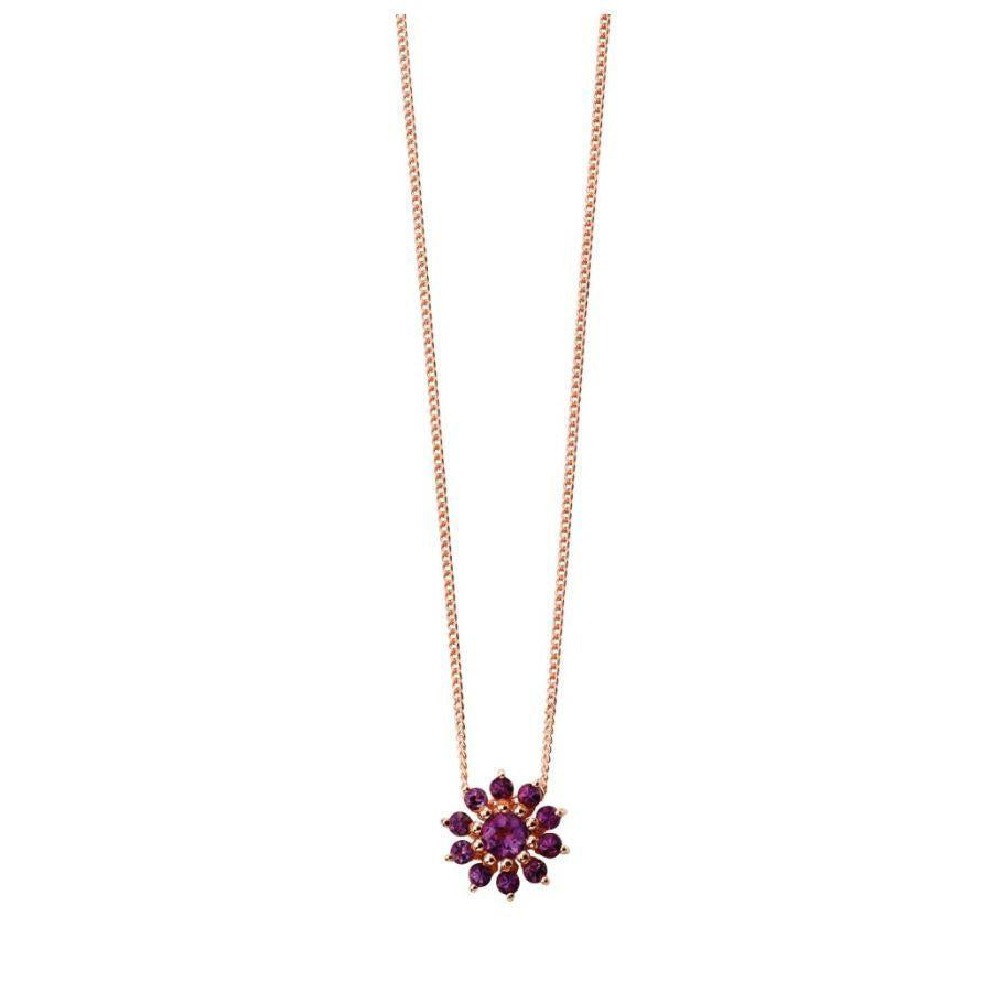 Dipples-9ct Rose Gold Amethyst Flower Cluster Pendant-Dipples Jewellers