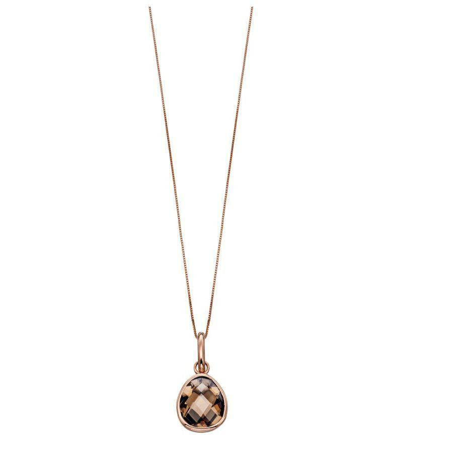 Dipples-9ct Rose Gold Faceted Smoky Quartz Pendant-Dipples Jewellers