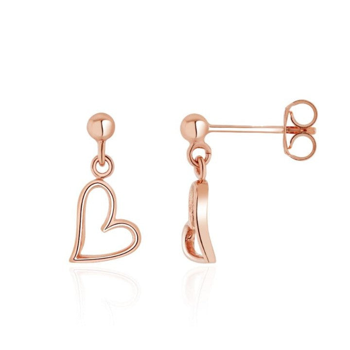 Dipples-9ct Rose Gold Open Heart Drop-Dipples Jewellers