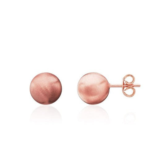 Dipples-9ct Rose Gold Satin Ball Stud 7mm earrings-Dipples Jewellers