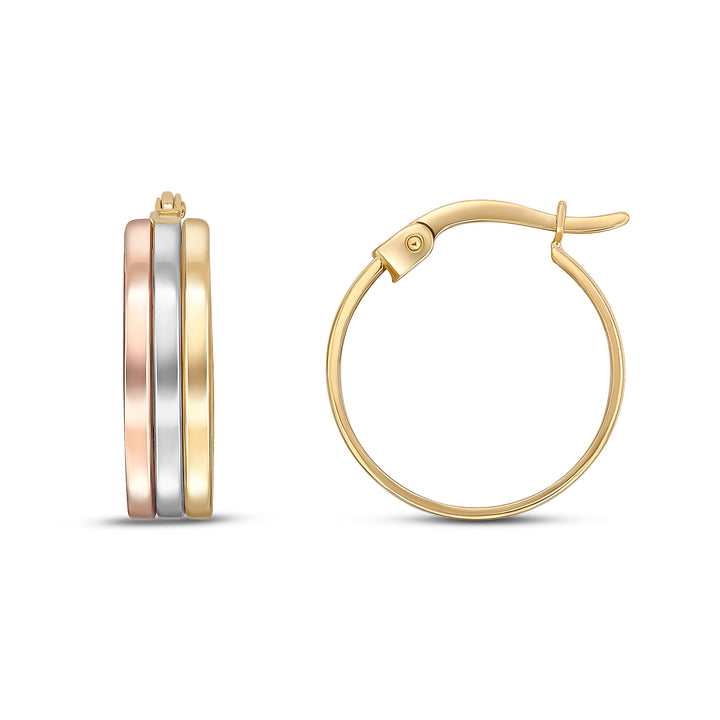 Dipples-9ct rose, white and yellow gold 3 Row Hoop-Dipples Jewellers