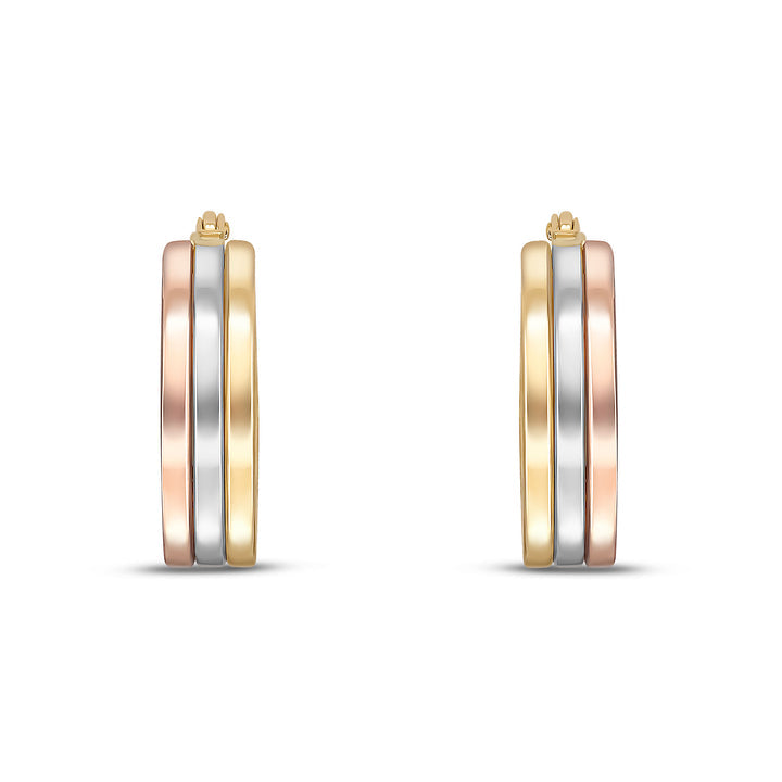 Dipples-9ct rose, white and yellow gold 3 Row Hoop-Dipples Jewellers