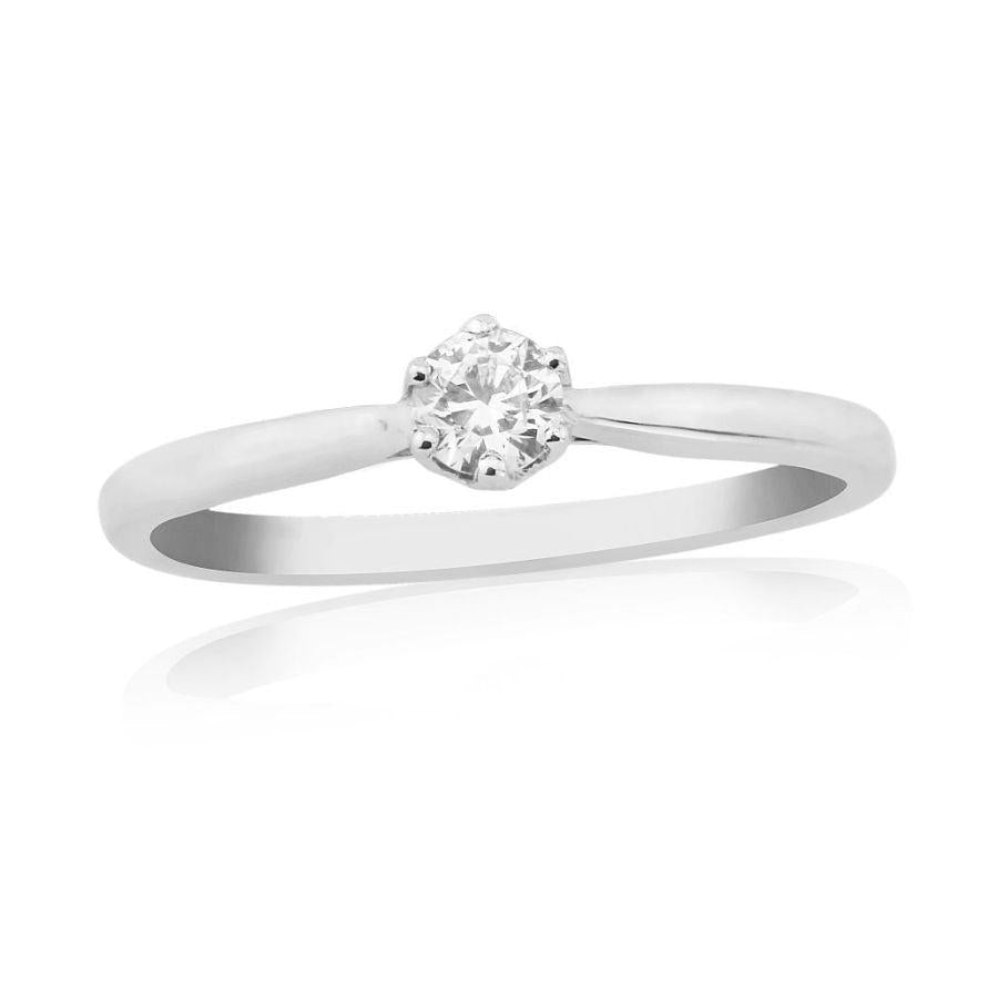 Dipples-9ct White Gold 6-Claw Round Brilliant Cut Diamond Solitaire Ring-Dipples Jewellers