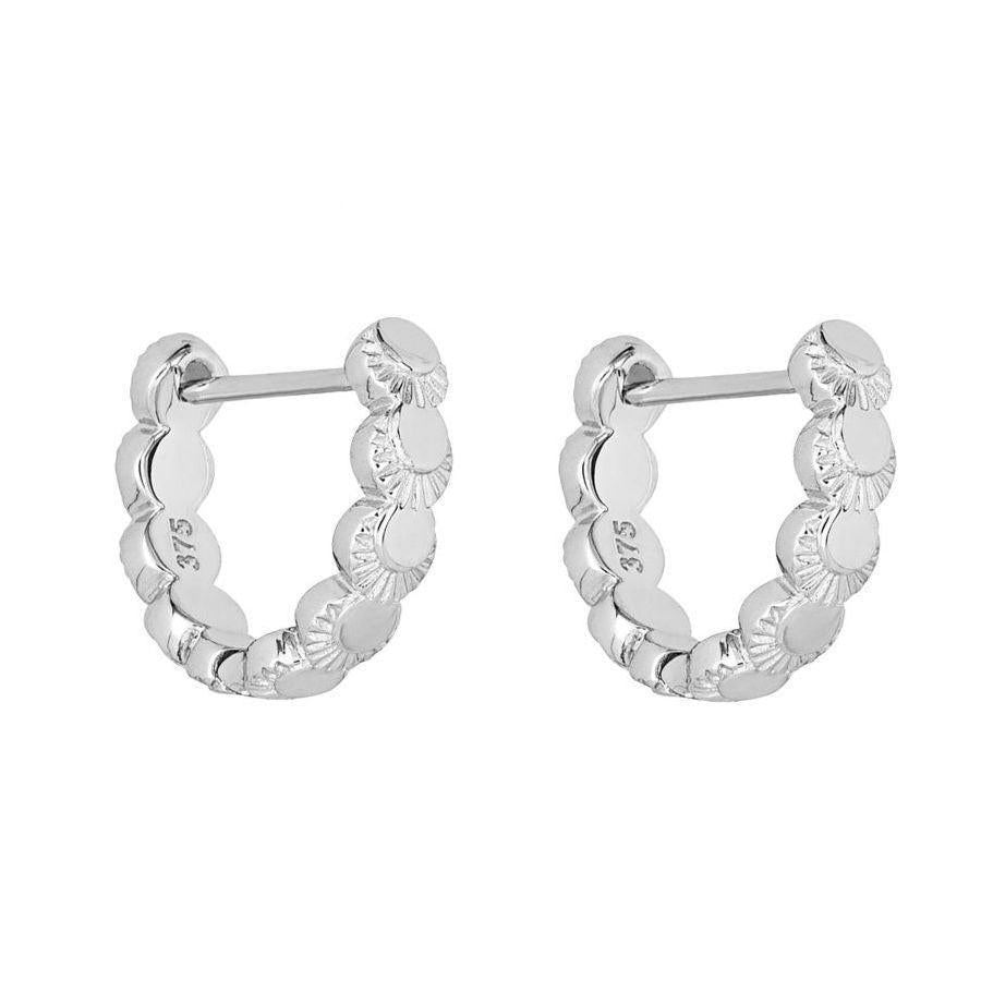 Dipples-9ct White Gold Crescent Hoop Earrings-Dipples Jewellers