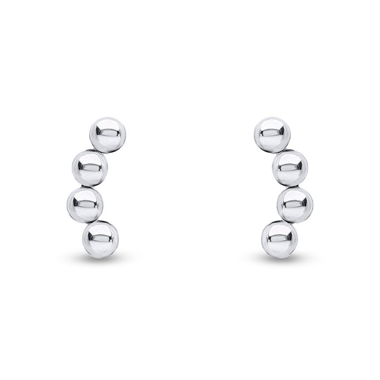 Dipples-9ct White Gold Curved 3MM Balls Earrings-Dipples Jewellers