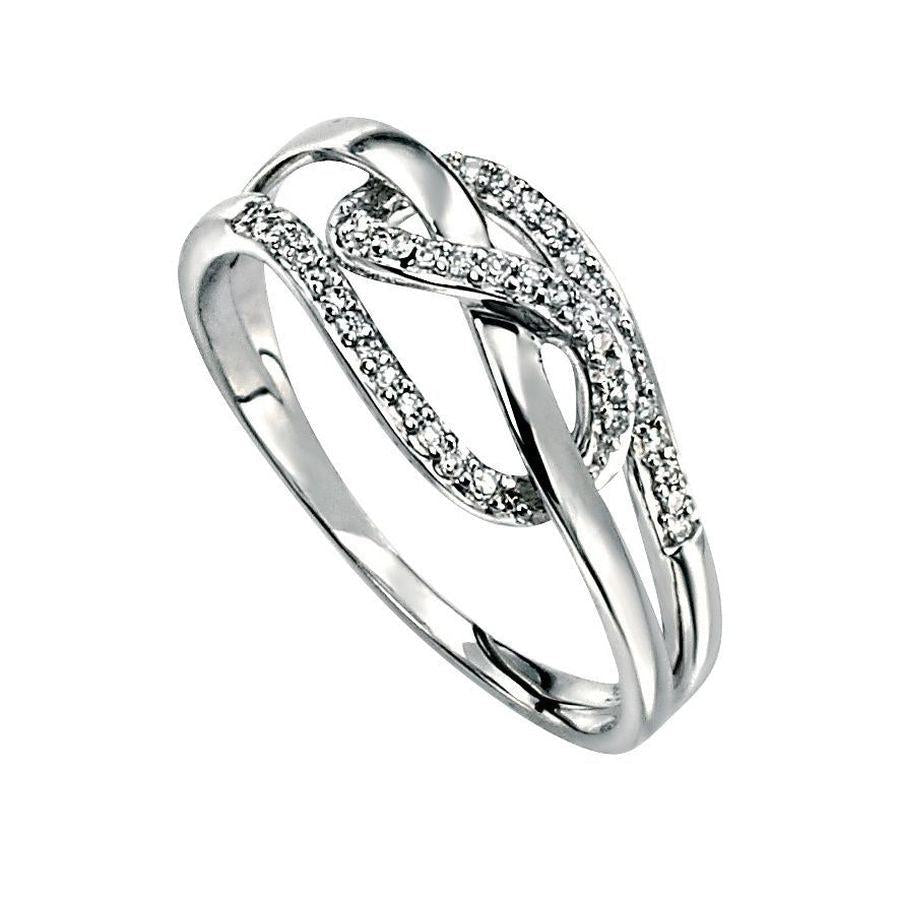 Dipples-9ct White Gold Diam Pave Loop Ring-Dipples Jewellers