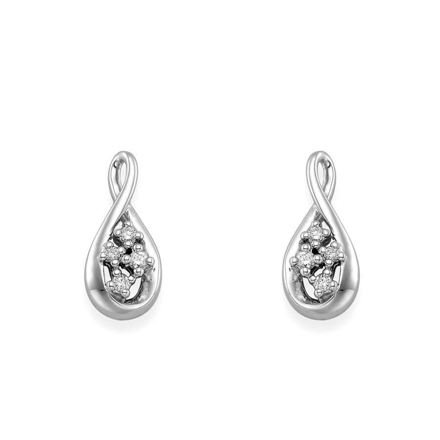 Dipples-9ct White Gold Diamond Drop Earrings-Dipples Jewellers